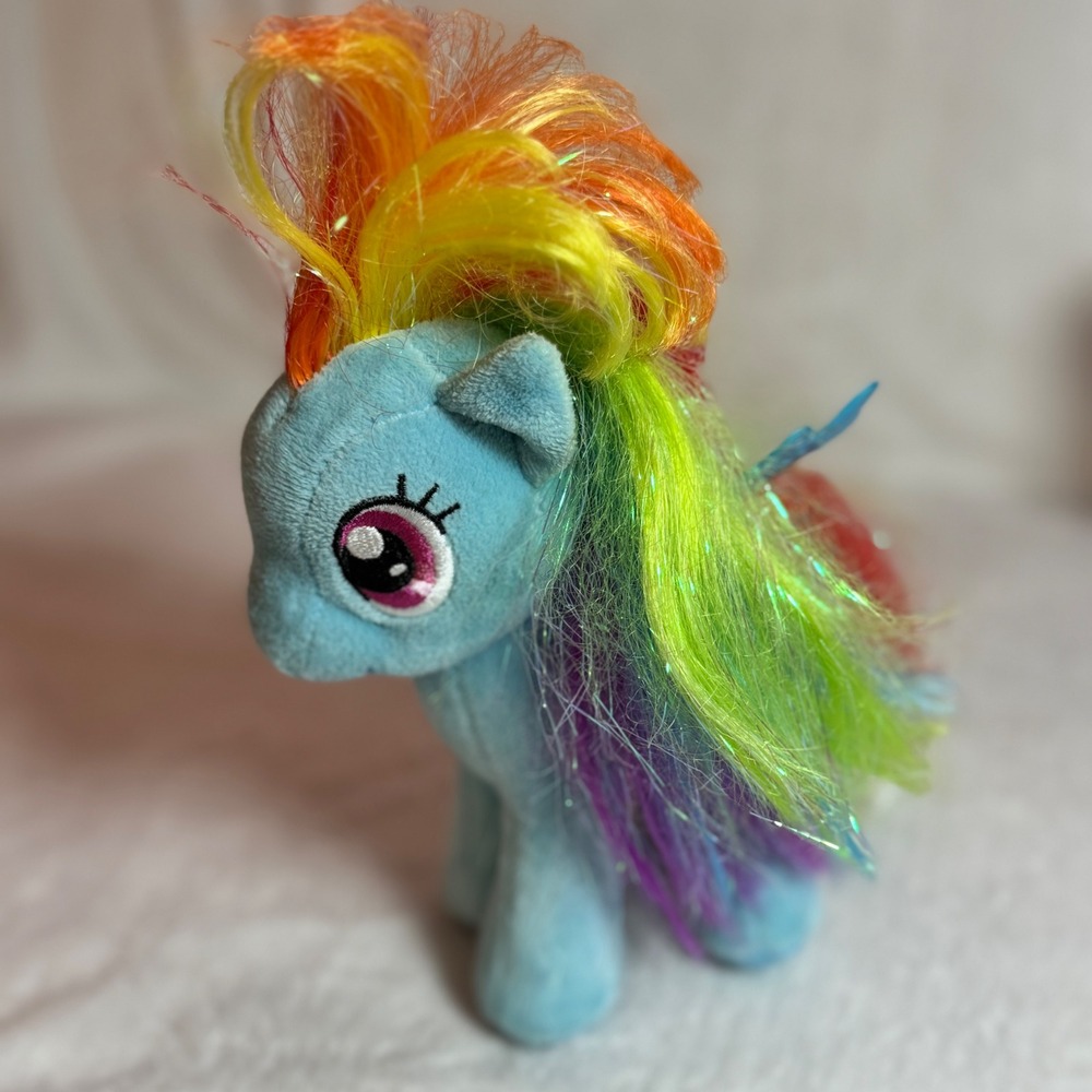 Ty My Little Pony Sparkle Rainbow Dash 7" Plush 2015 Blue Purple Eyes Hasbro MLP